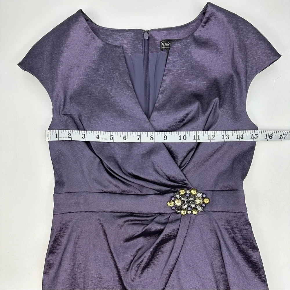 Jessica Howard Purple Peplum Sheath Dress with Embellished Waist Size 6 - Picture 9 of 14